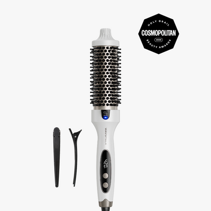 Hair styling tool with attachments on a white background, featuring the Cosmopolitan Beauty Award logo.