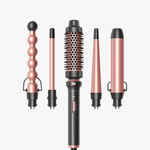 Rose gold Pink Multi Curl 5-in-1 set hair styling tools on a white background